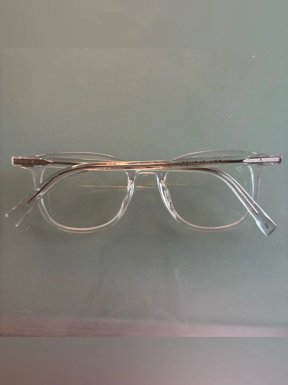 Warby parker Durand glasses in crystal.
